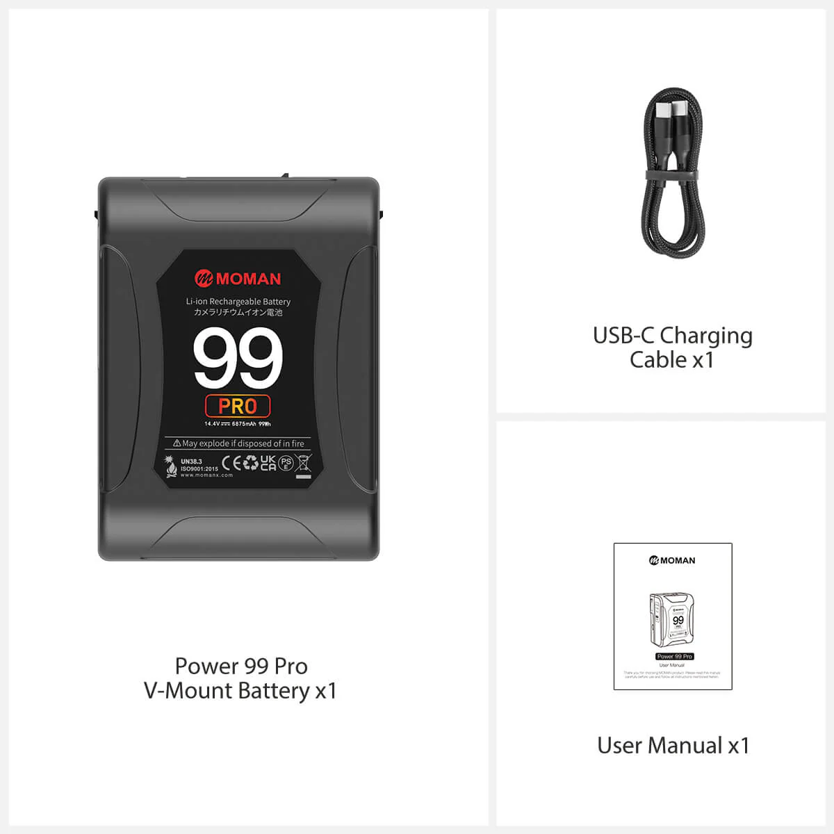 【Extra 20% Off with POBT20】Moman Power 99 Pro 99Wh V Mount Battery with Display, Dual D-Tap, USB-A, and USB-C Ports - Image 9