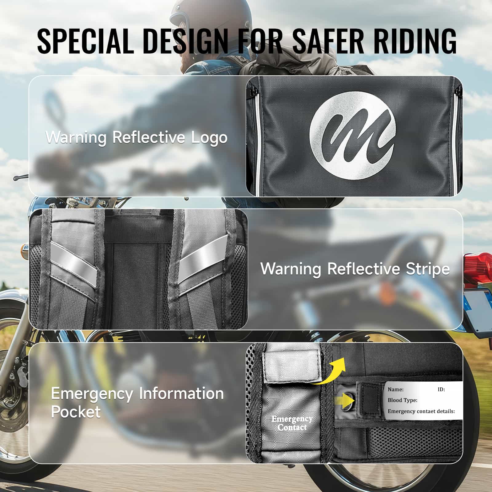 Moman BM2 Best Backpack for Motorcycle Riding, Dual Compartment, Multiple Pockets, Waterproof, and Helmet Rain Cover Included - Image 6