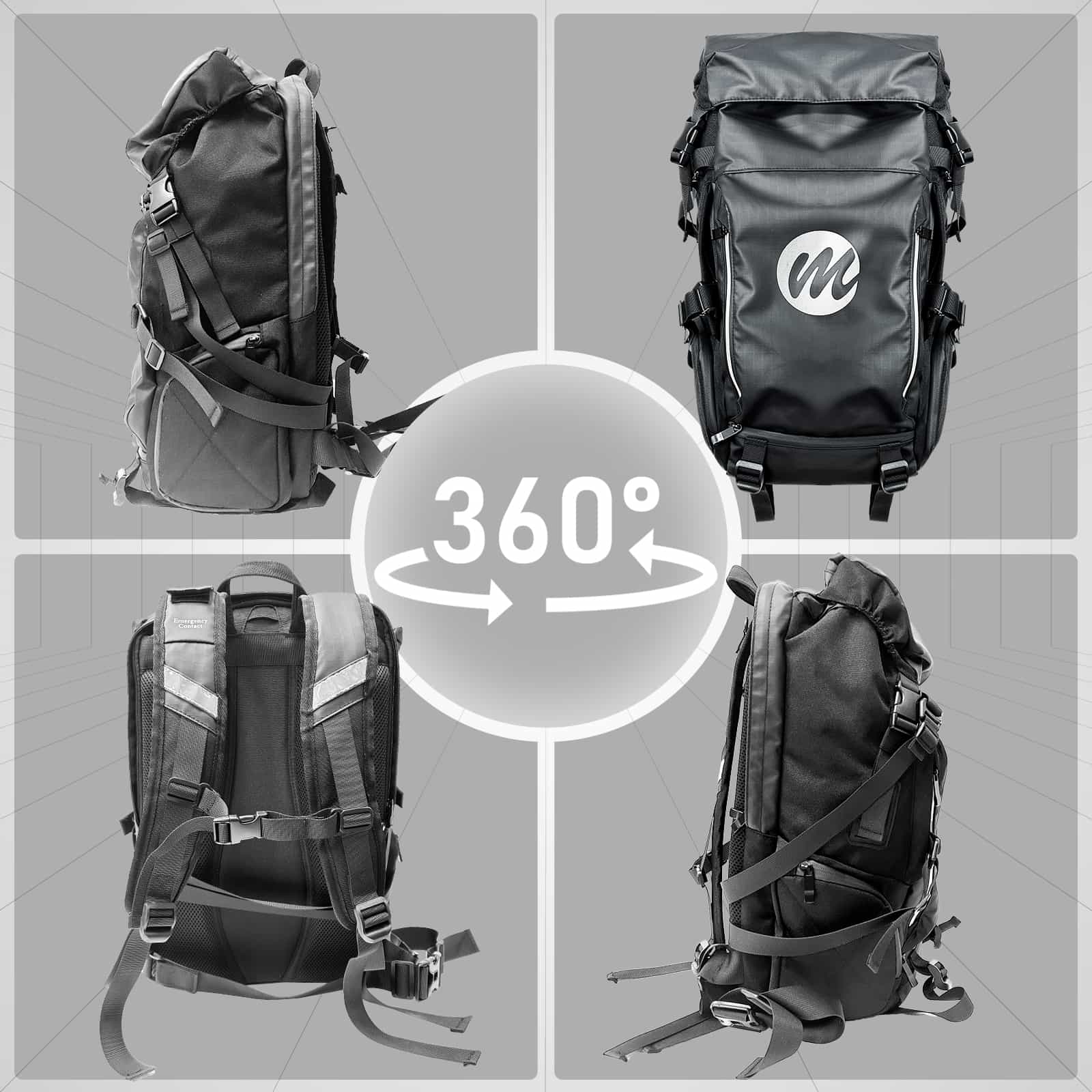 Moman BM2 Best Backpack for Motorcycle Riding, Dual Compartment, Multiple Pockets, Waterproof, and Helmet Rain Cover Included - Image 8