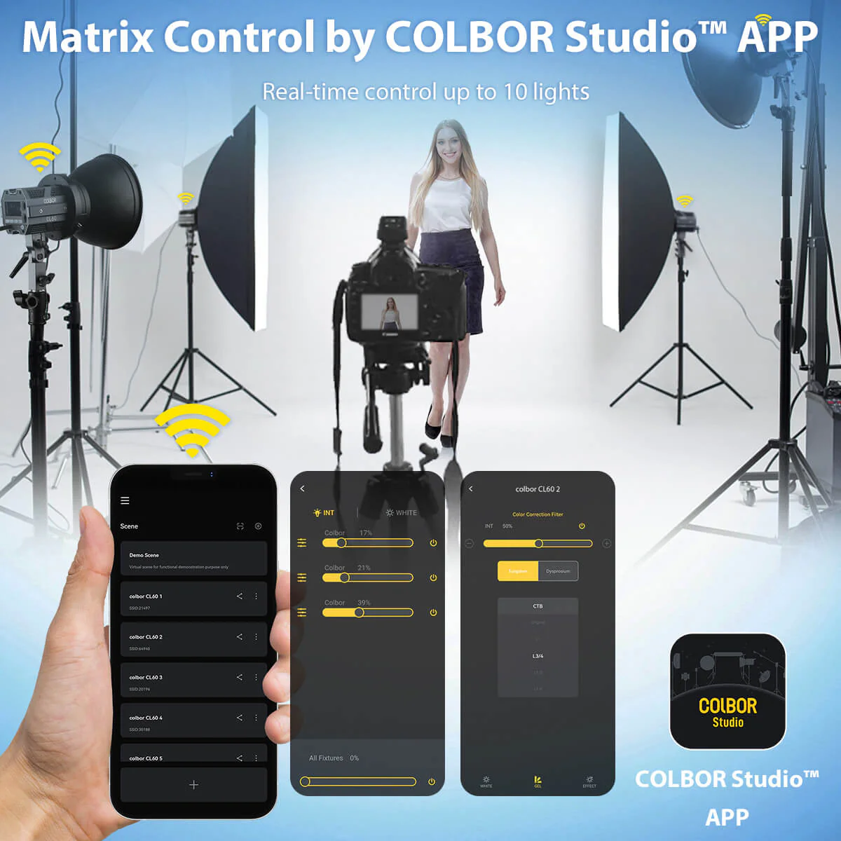 COLBOR CL60 Best Lighting Setup for Studio Photography, 65W Output, Bi Color Temp, 10 Light Matrix, DC & Battery Power Supply - Image 6