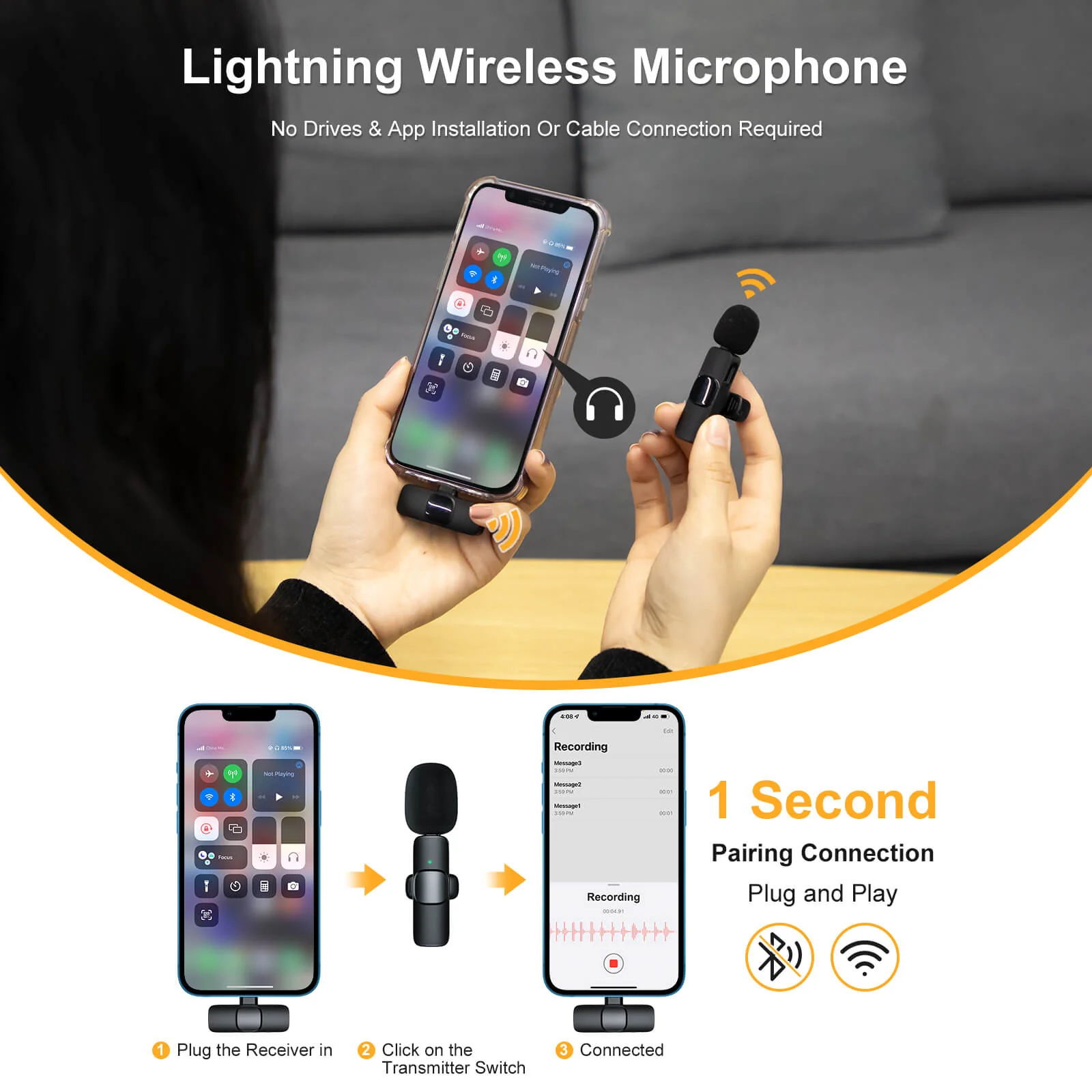 Moman CP1(A) Clip on Wireless Microphone for iPhone - Image 3