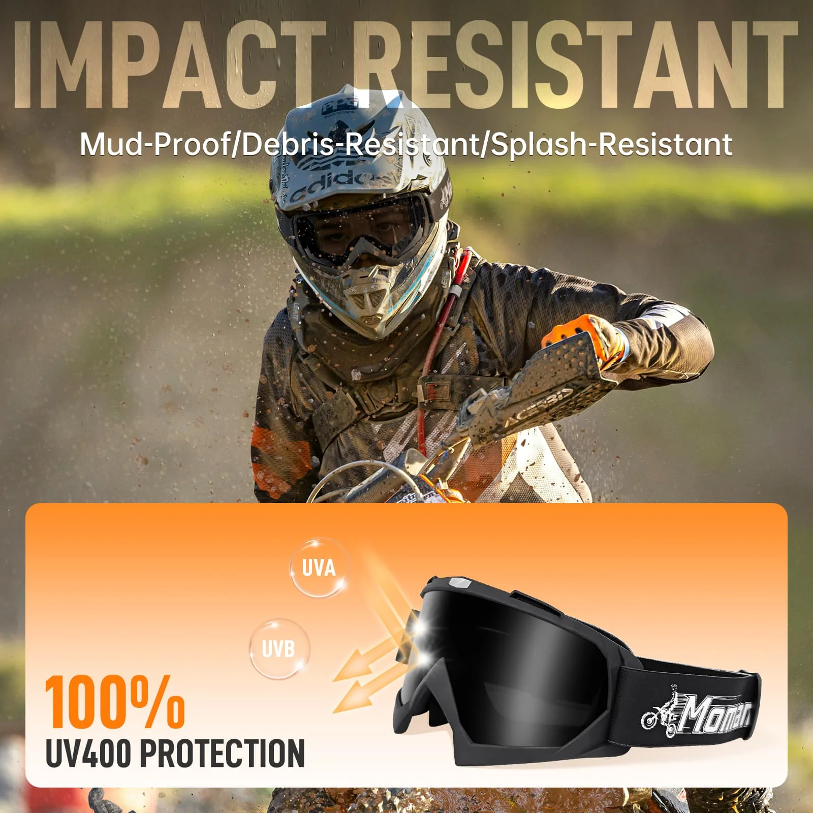 Moman OG Goggles for Motorcycle Riding, Featuring Panoramic Vision, UV400 Protection, and Scratch-Resistant Lens - Image 7