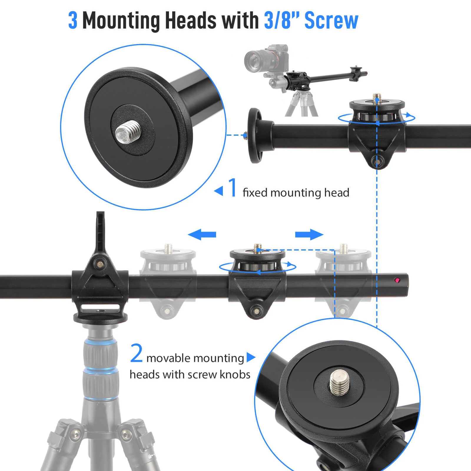 Moman A620 Horizontal Tripod Arm - Image 3