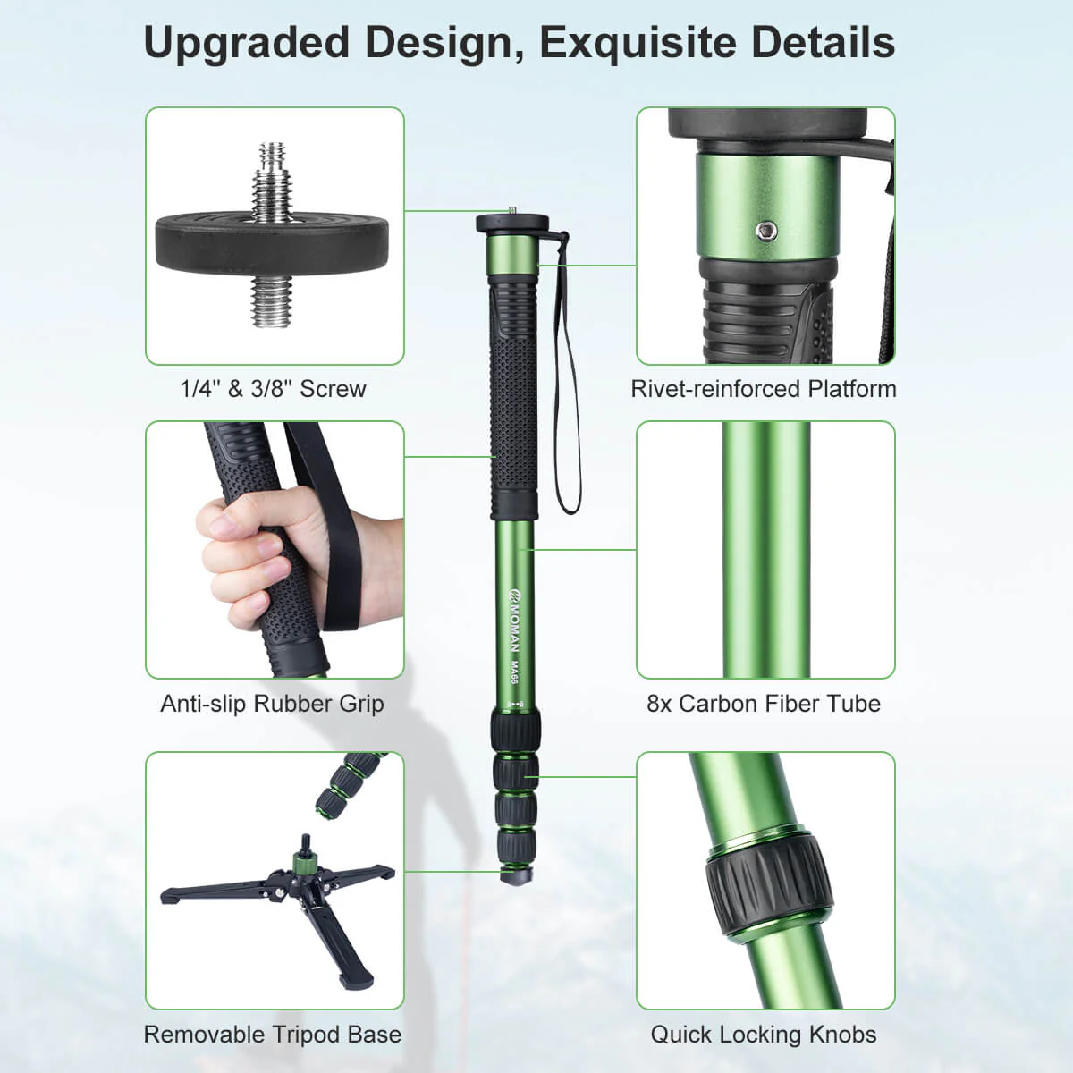Moman MA66 Standing Monopod with a Removable Tripod Base - Image 4