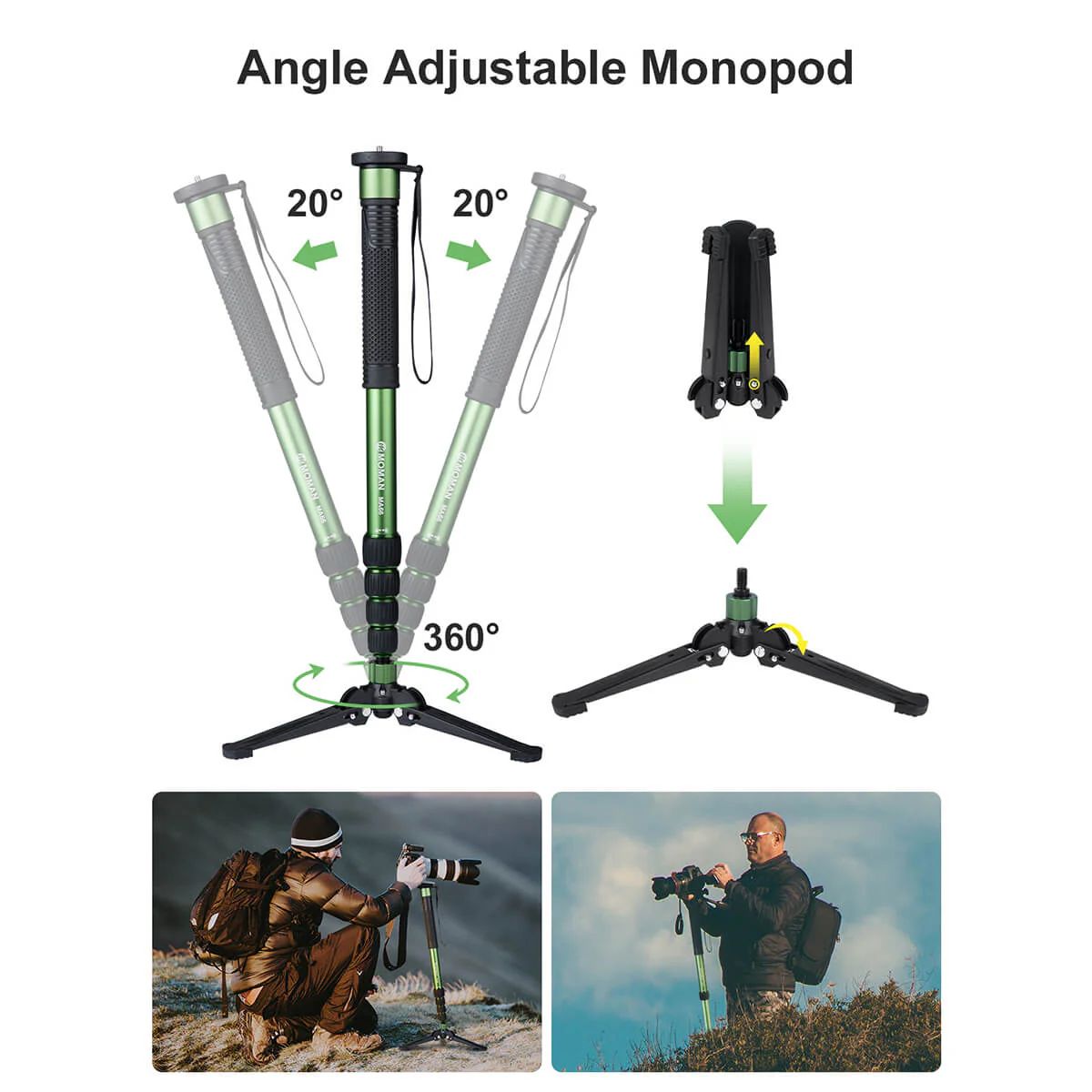 Moman MA66 Standing Monopod with a Removable Tripod Base - Image 5