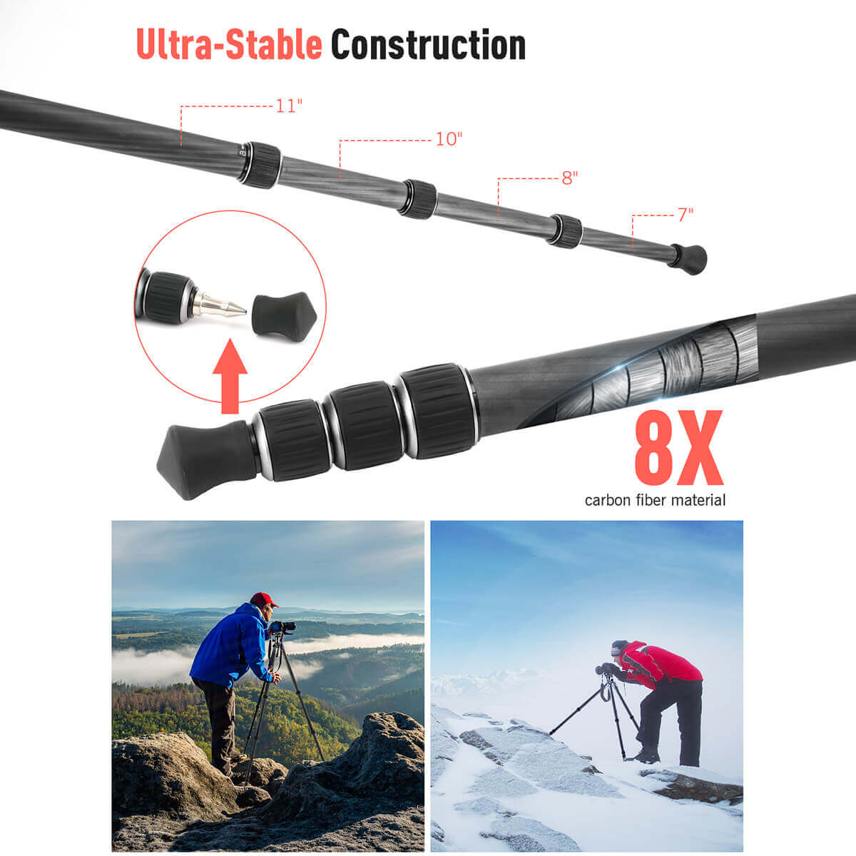 Moman CA50 Tripod for Travel Photography with Ball Head Mount, 10kg Payload - Image 6